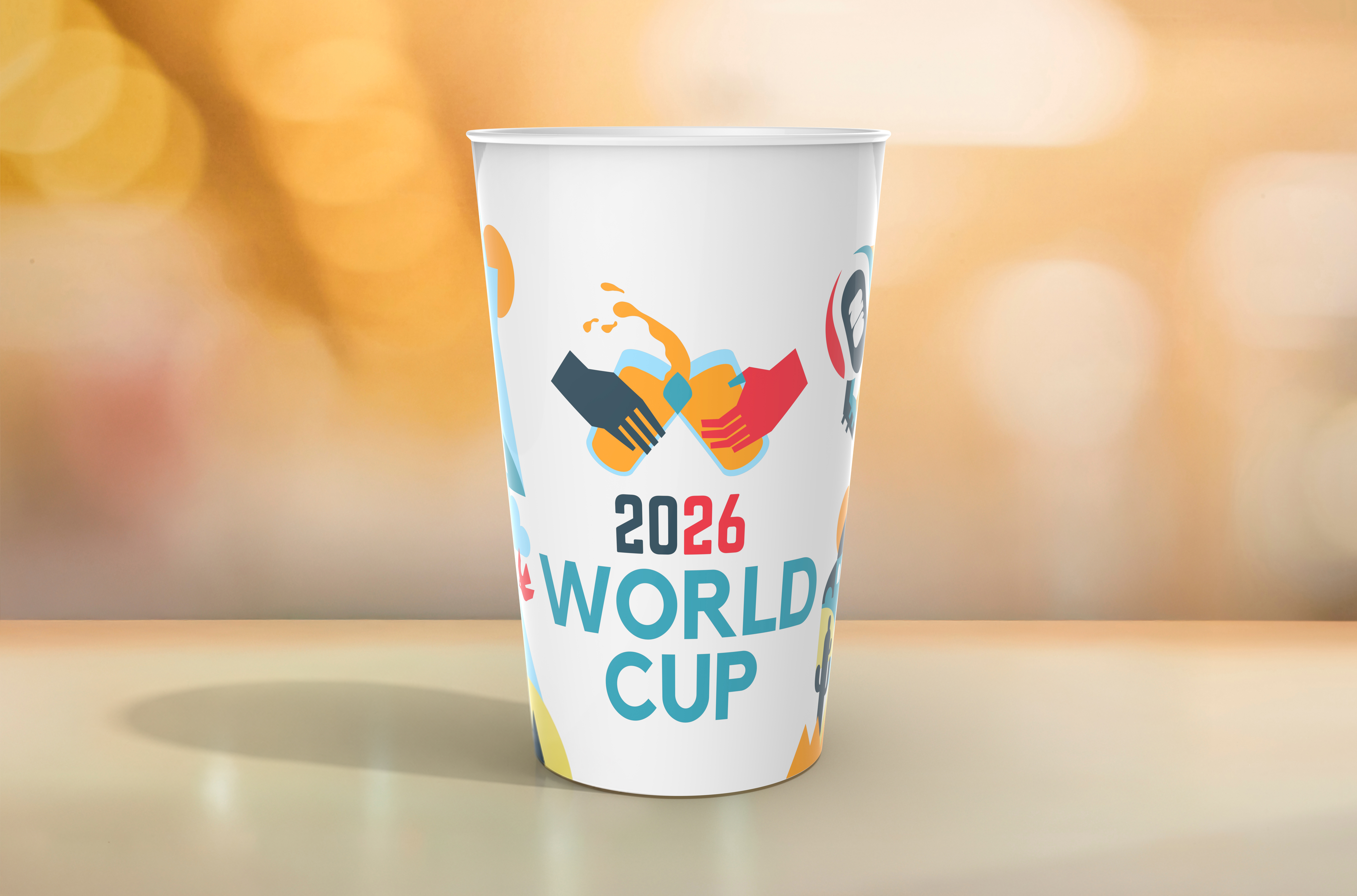 White reusable PP cups for World Cup